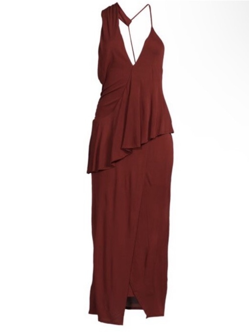REISS Xena Halterneck Draped Maxi Dress Size UK 10/US 6 $345 Burgundy - Picture 2 of 6